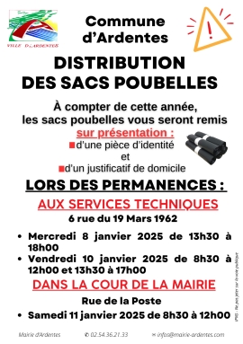 Distribution sacs poubelles